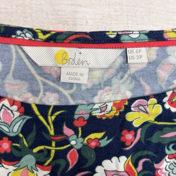 Boden Evelyn Jersey Midi Dress French Navy Multi Floral Long Sleeve Dress‎ Sz 2P - Picture 4 of 10